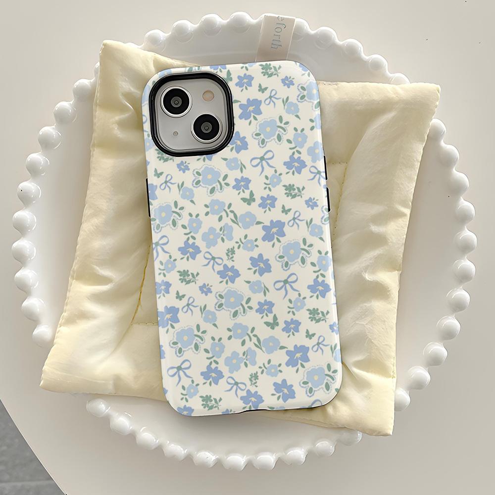 Ins Wind Gentle Blue Floral Mobile Phone Case iPhone12Pro 2-in-1 Film Mobile Phone Case Women's Apple 17pm