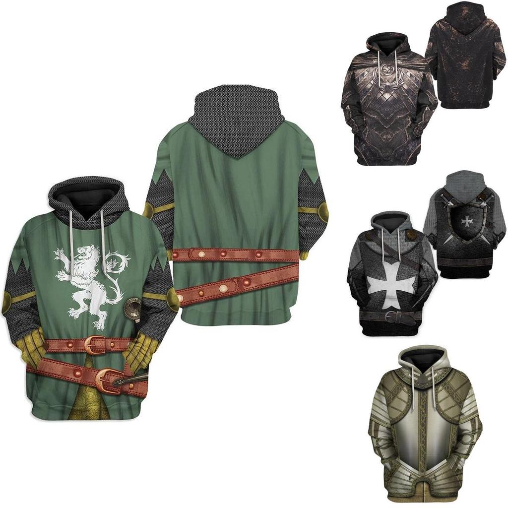 Medieval Knight Hoodie Pullover For Men And Women With Vibrant 3d Printing Design