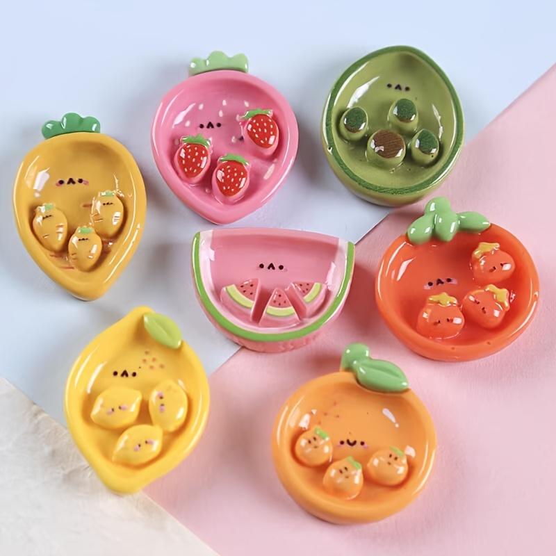 Set da 7 Pezzi Mini Piatto Frutta Cartone Animato Carino, Magnete per Frigorifero, Decorazione per Cucina e Ufficio