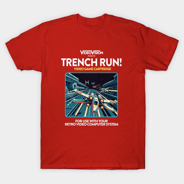 Men Black Print T-shirt Trench Run! 80S Game No-Cut Transfer Paper Print Cotton Tshirt S красный