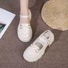 With small leather shoes, thick heel heel heightened, one-word black commuter buckle, Mary Jane single shoes, women's thick sole