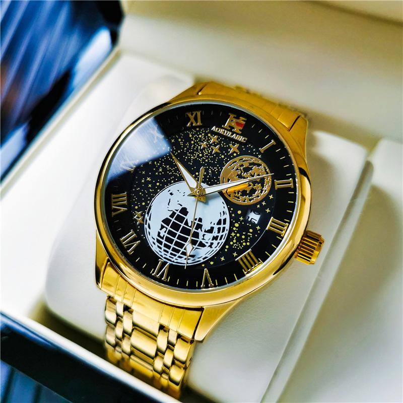 Men's Hollow Bottom Fully Automatic Mechanical Watch Stainless Steel Butterfly Buckle Trendy Men's Watch