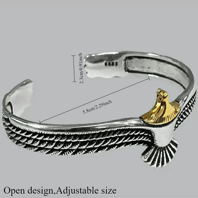 1pc Indian Tribal Eagle, Open Adjustable Bracelet, Men's/Women's Domineering Wildlife Metal Jewelry Accessory Gift