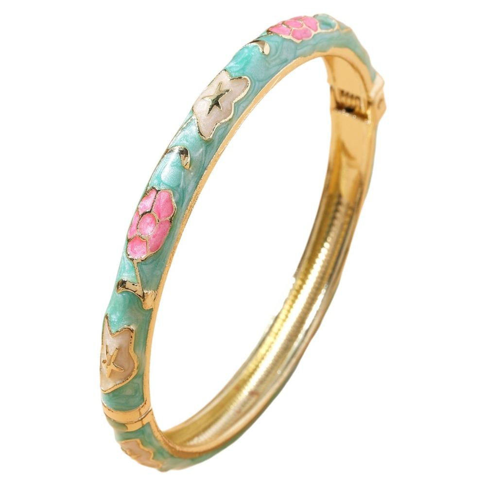 Ethnic Style Vintage Cloisonne Bangle Opening Enamel Bracelet Women's Hand Bracelet  Jewelry Gifts