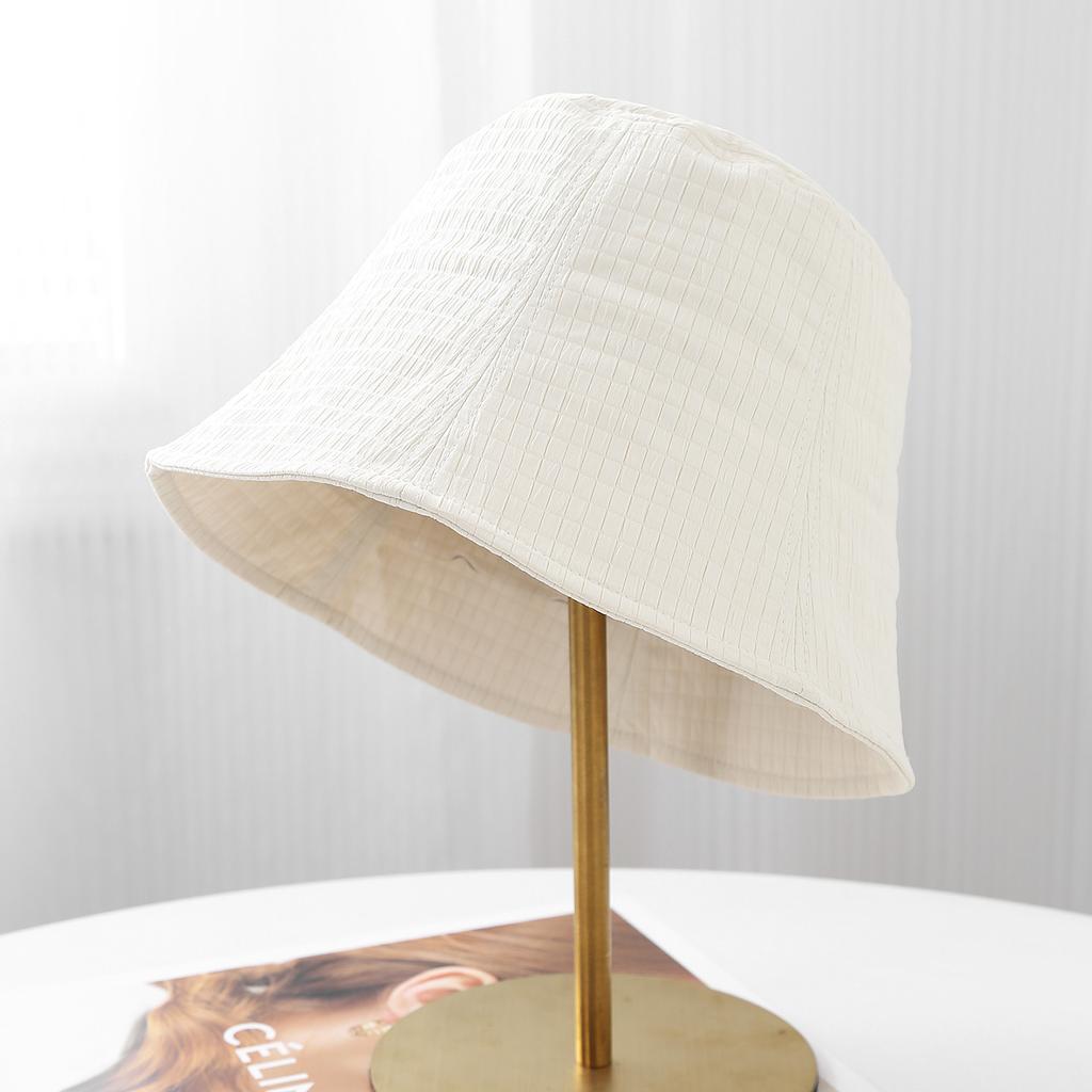 Plaid simple versatile basin hat women's spring and autumn new plain face covering bucket hat summer sun protection bucket hat