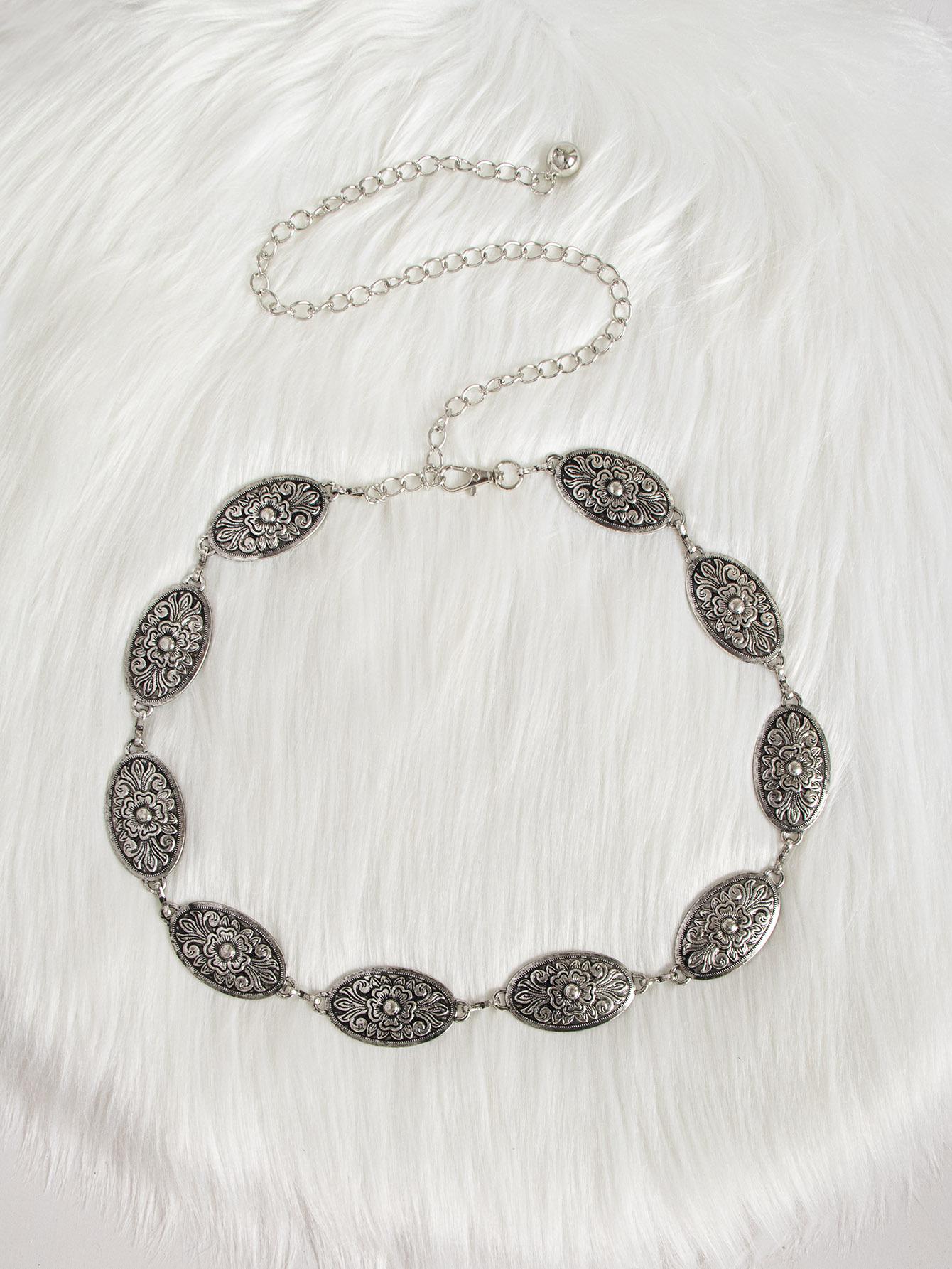 

Женская ретро-цепочка на талию из резного металла - античное серебро, бронза, стиль вестерн серебряный