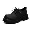 New Men's Black Casual Leather Shoes Big Head Mickey Derby Niche Low-top Thick-soled Heightening Men's Shoes 3208-A