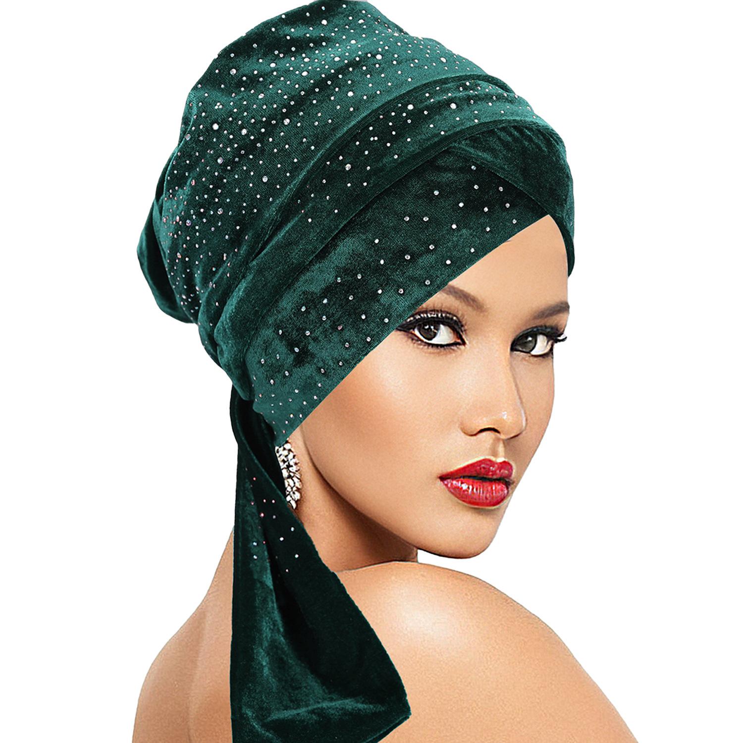 

Muslim Hijab Solid Underscarf Islamic Inner Hat Turban Cap Headwrap Bonnet for Women темно-зелений колір