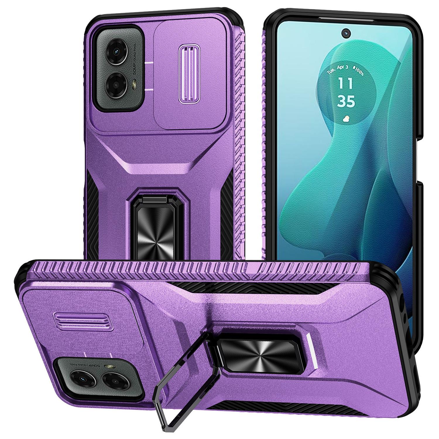 

For Motorola Moto G Play 5G (2024)/G 5G (2024) Case Kickstand PC+TPU Phone Cover Military Grade Lens Protection Purple