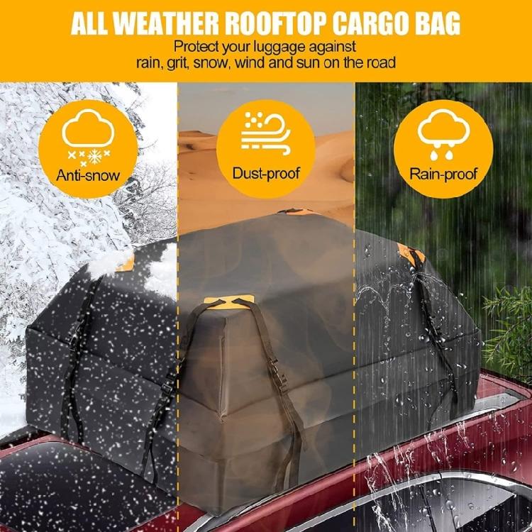 Heavy Duty Car Roof Organizer Bag Waterproof Oxford Storage Cube Bag with Strong Strap For Long Distance Travel Outdoor