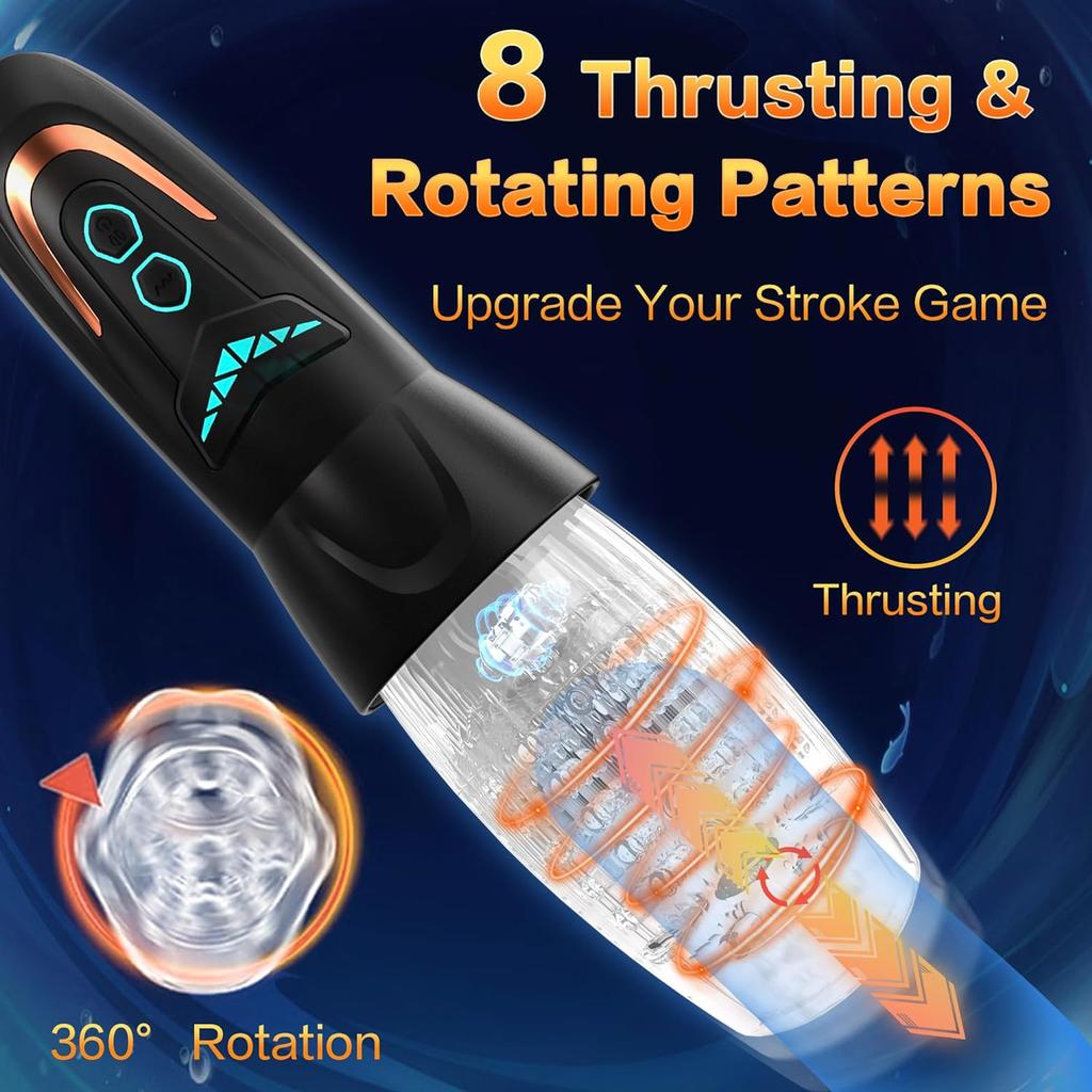 Automatic Male Masturbator Sex Toys with 10 Vibrations 8 Insertion and Rotation Modes Penis Pump Male Stimulator Penis Vibrator Adult Toys for Men
