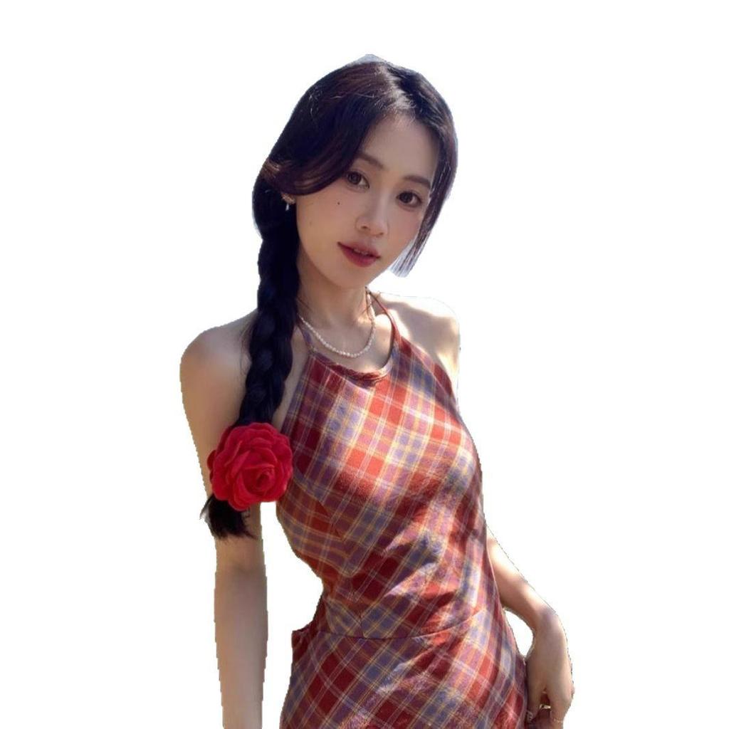 Summer Gingham Backless Spaghetti Strap Dress