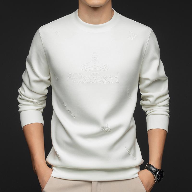 Autumn 2025 Men s Casual Loose Fit 3D Letter Solid Color Long Sleeve Round Neck Hoodie XXL