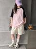 Girls' Patchwork Short-Sleeve T-Shirt & Shorts Set 2026 - New Style for Ages 8-14 Daily Wear
