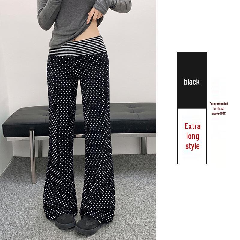 Women's Spring Polka Dot High-Waisted Micro-Flare Pants - Slimming and Versatile