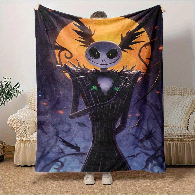 1 pezzo,Coperta Decorativa per la Casa "Spooky Jack Skellington Moonlight" Perfetta per Divano, Letto, Viaggio