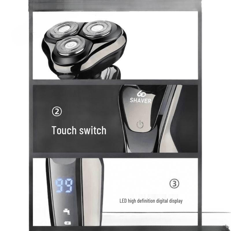 German Electric Shaver: 6-in-1 Multifunctional, Floating Triple Head, Waterproof Men's Beard Razor