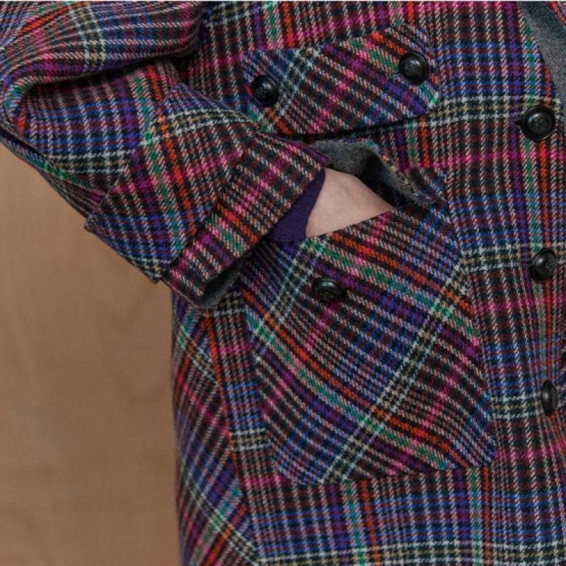 Maxza Multi Check Half Handmade Coat Cc10hc307on