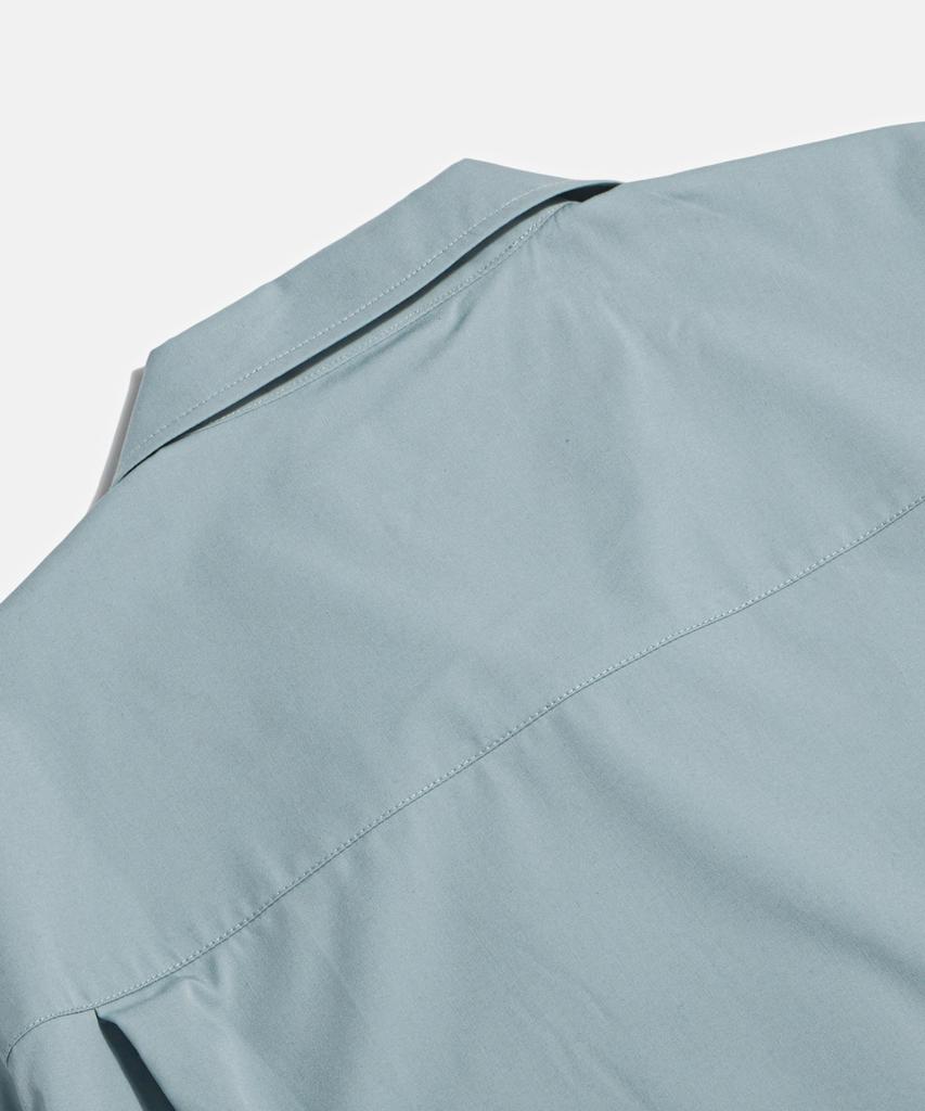 ESPIONAGE Script Logo Open Collar S/S Shirt Rusty Blue
