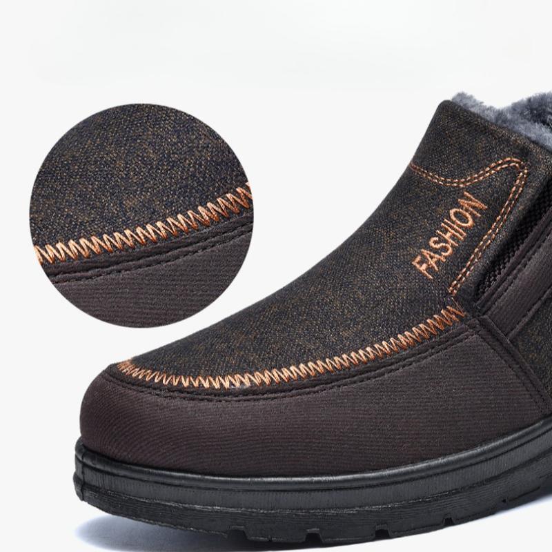 Winter Baumwollstiefel für Herren Warmes Fell Weiche Herren Plateau Schneestiefel Herren Stiefelette Winter Herren Sneaker Plus Freizeitschuhe Schwarz