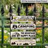 2D Flach 4 Paar/Set Retro Outdoor Camping Thema Langes Aluminium Dekoschild, Wochenendvorhersage Camping Abenteuer wartet Dekoratives Metall