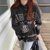 Vintage Fair Island loose and lazy knitted cardigan women's autumn and winter new semi-turtleneck horn button sweater jacket