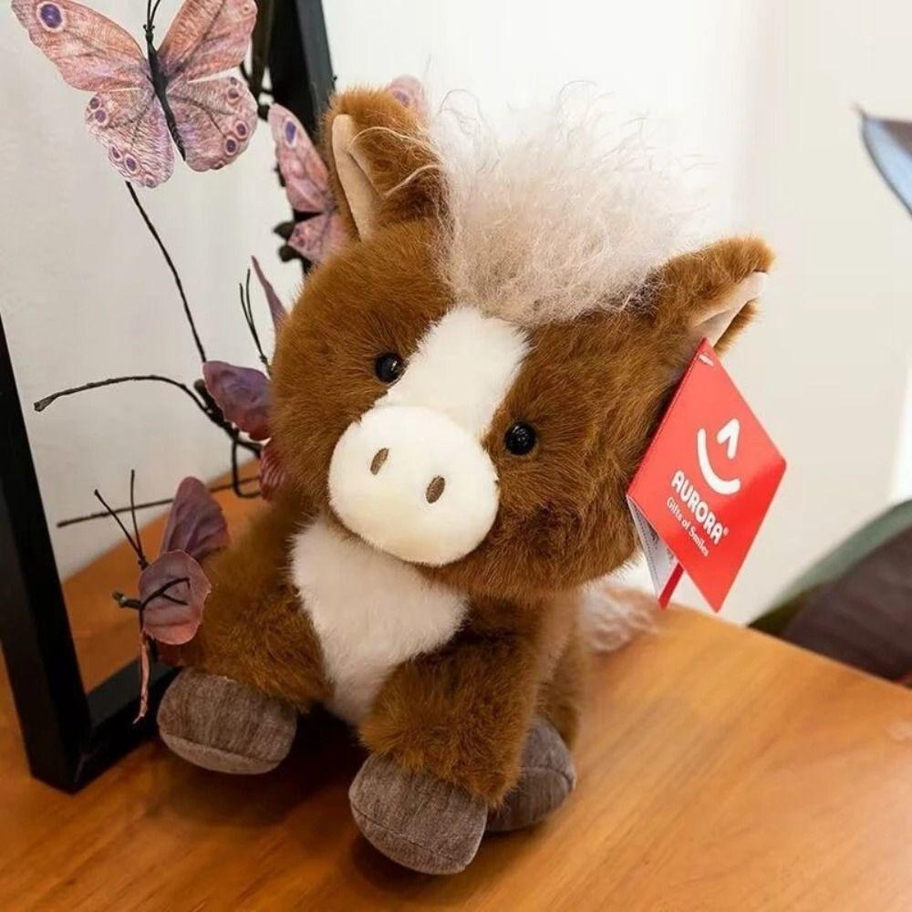 Fluffy Simulation Stuffered Pony Doll PP Cotton Long Hair Horse Stuffed Doll Birthday Parties
