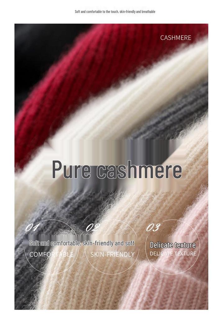 Unisex 100% Pure Cashmere Hat: Stylish, Warm, and Versatile Pull-On Design for Autumn and Winter