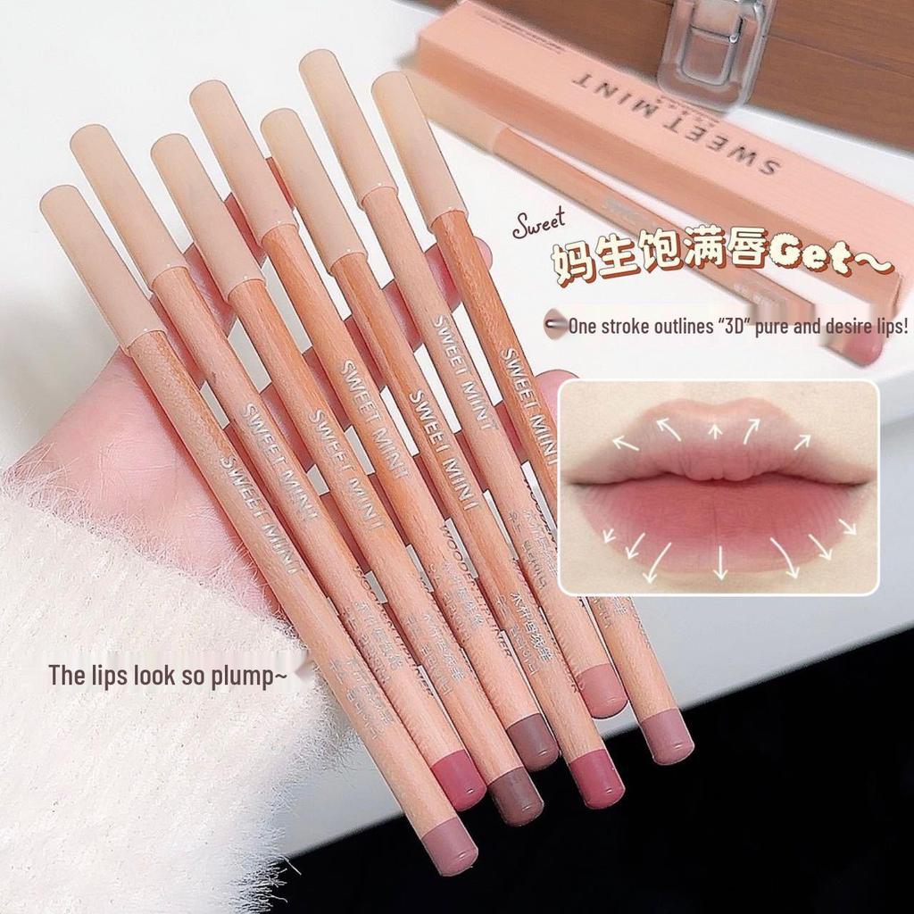 Sweet Mint Lip Liner Pencil - Matte, Waterproof, Natural Nude for Plump Lips
