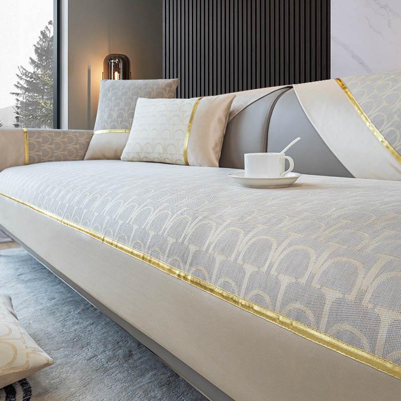 Ice Silk Sofa Cushion Summer Mat Seat Cushion Light Luxury Wind Non-slip Sofa Cover Modern High-end Seat Cushion Cover Towel