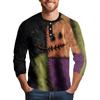 Men's Halloween Printed  Collar Three-Quarter Sleeve