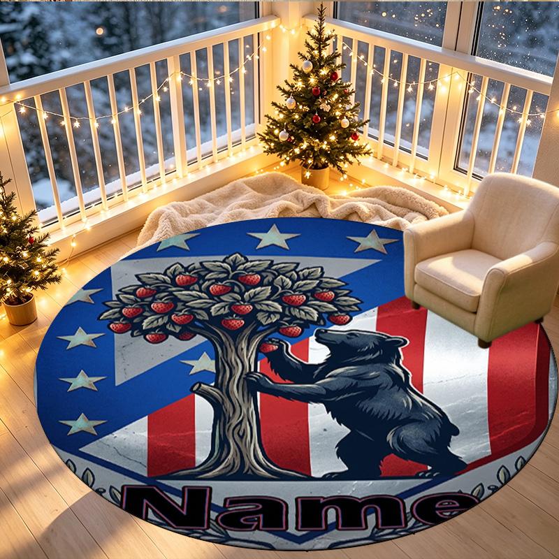 Tapis rond personnalisé avec nom imprimé Atletico Madrid, Tapis polyvalent pour la décoration de la maison, pour salle de jeux, appartement, balcon, entrée, couloir Cadeau