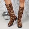 Damen Lang Runde Zehenpartie Wildleder Dicke Sohle Mode Stiefel Lässig Seitenreißverschluss Kniehoch Sexy Stiefel für Damen