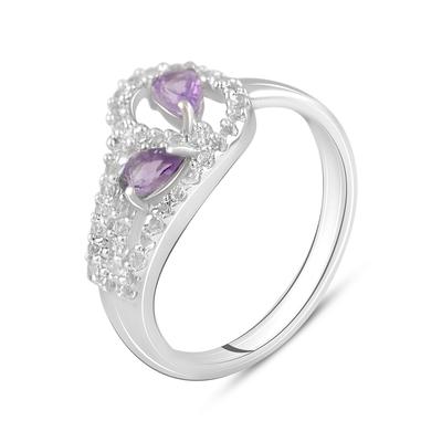 Silver Ring with Natural Amethyst, White Topaz (2116585)
