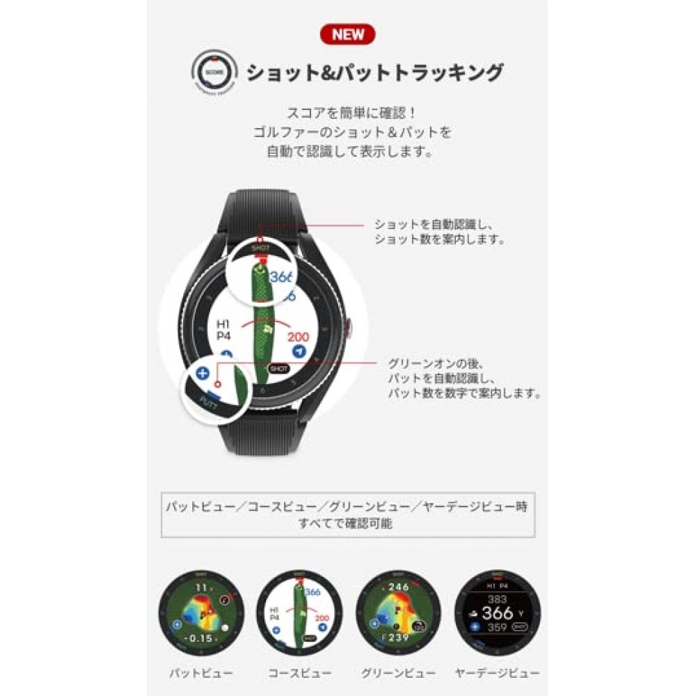 [Voice Caddy] Voice Caddie T9 Schwarz Uhr Golf Navigation Tempo Übungsmodus Shot & Putt Automatische Erkennung Höhenunterschied Distanzanzeige 3-P