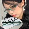 Women Retro Oval Glasses Y2K Japanese and Korean Girls Red Green Frame Glass Eyewear Decorative Computer Anti-blue Eyeglasses