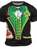 2025 St. Patrick Men's Shamrock Tuxedo T Shirt Short Sleeve T shirt 3D Print O-Neck Shirt Green Summer Spring Clothing Apparel