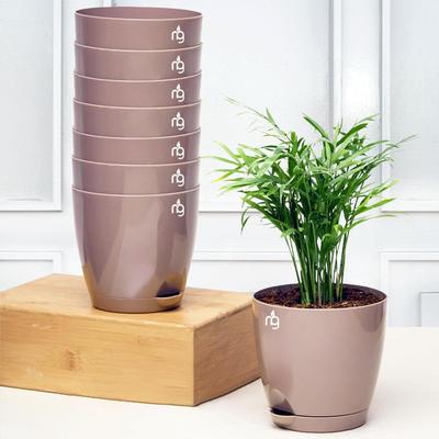 Combo of 8 Self Watering Flower Pots for Plants | Plastic Plant Pots | Planter Pots for Home, Indoor Living Room,Garden