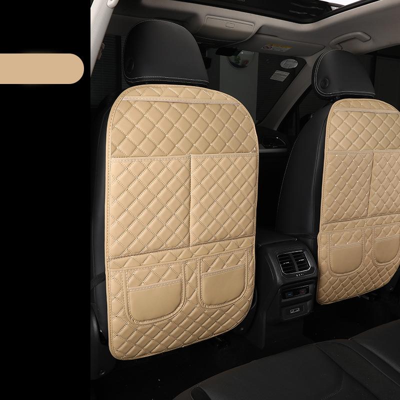 Car Accessories Seat Back Anti Kick Pad Quilted Leather Child Protection Pads With Storage Bag Wear-resistant Easy To Clean