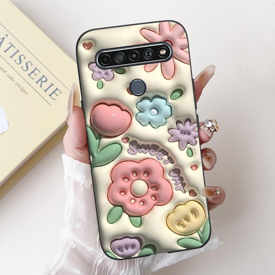 For LG K41s K51s K52 Q52 K61 Q61 K62 K22 2020 Phone Case Back Cover Soft Matte Silicone Slim Fundas Lovely Panda Rabbit Flower