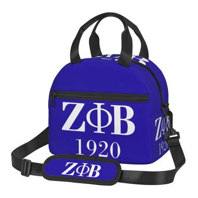 Zeta Phi Beta 1920 Insulated Lunch Bag Portable Waterproof Thermal Lunch Box with Adjustable Shoulder Strap for Picnic Beach