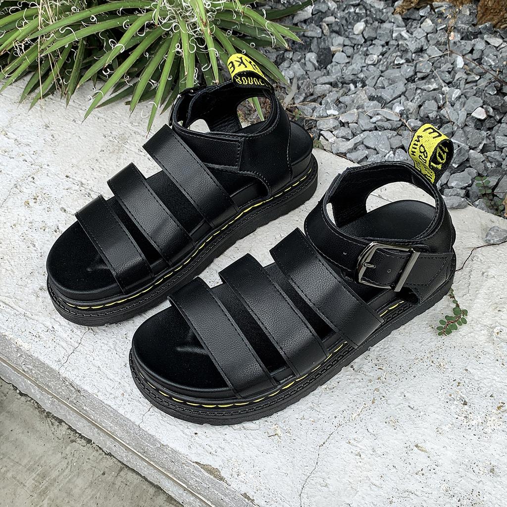 Fashion 2025 Spot Large Summer New Sandals Thick Sole One Line Casual Roman Shoes Women Cross Border Round Head Buckle Sandals