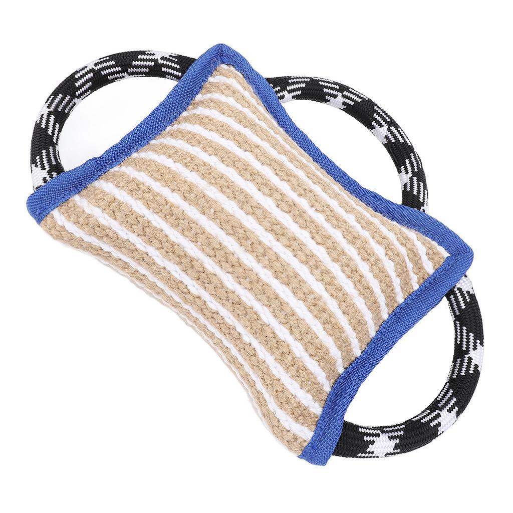 Beißkissen mit 3 starken Griffen Jute Reißfest Interaktives Spiel Hund Beiß Zerrspielzeug für erwachsene Hunde Blau