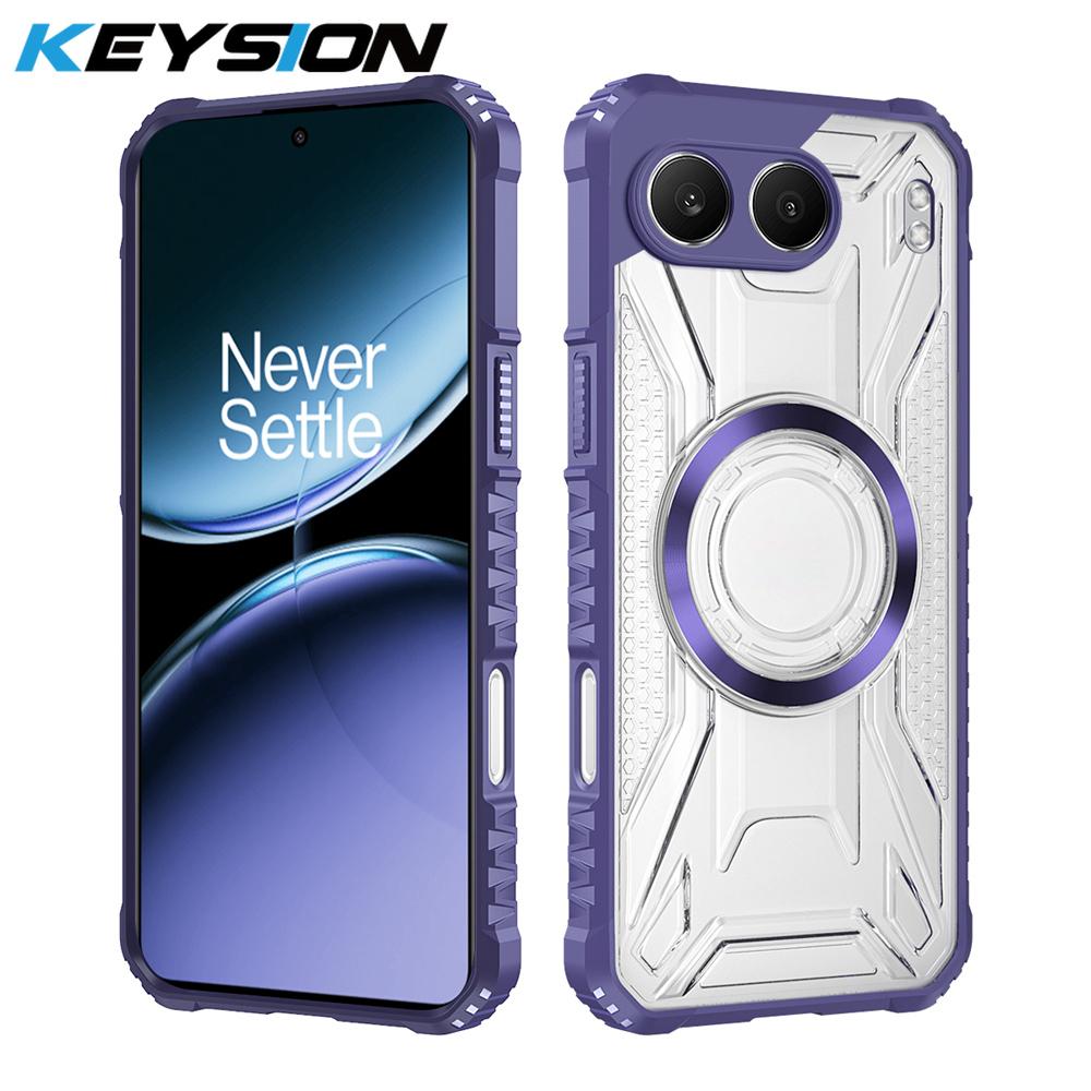 

KEYSION Transparent Magnetic Case for OnePlus Nord 4 5G Soft Silicone+PC Heavy Duty Shockproof Phone Cover for OnePlus 1+ Nord 4 for Nord 4 фиолетовый