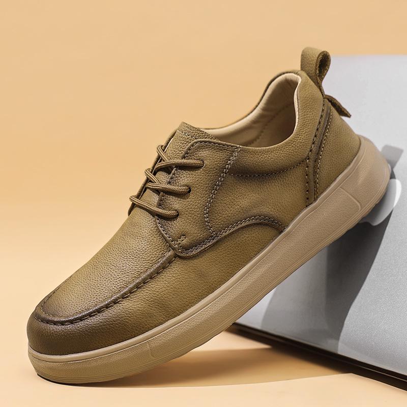 Men's 2025 Slip-On Leather Casual Shoes - Top Layer Cowhide, Perfect for Spring, Summer & Autumn Driving