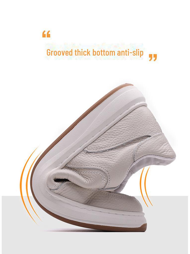 Men's 2024 Autumn Soft Leather Casual Sneakers - Soft Sole White Cowhide Shoes