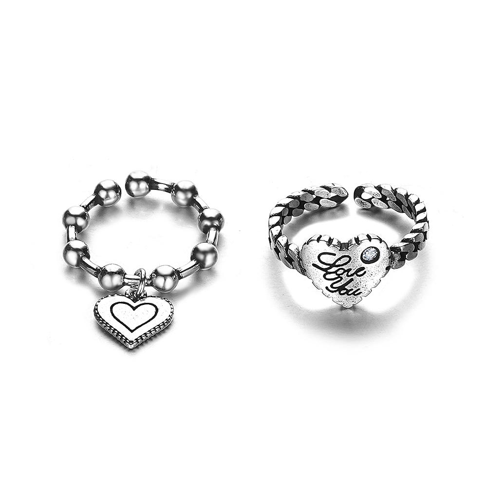 

2 шт. кольцо для влюбленных Love Love Love с регулируемым темпераментом модное резное женское кольцо серебряный