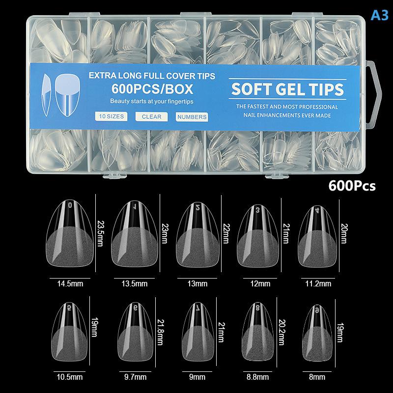 240/600Pcs Short Coffin Nail Tips Half Matte False Tips Full Cover Soft Gel Coffin Shaped Acrylic Nail Tips Clear