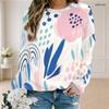 Women Plus Size Round Neck Long Sleeve Multicolor Printed Pullover Sweatshirt