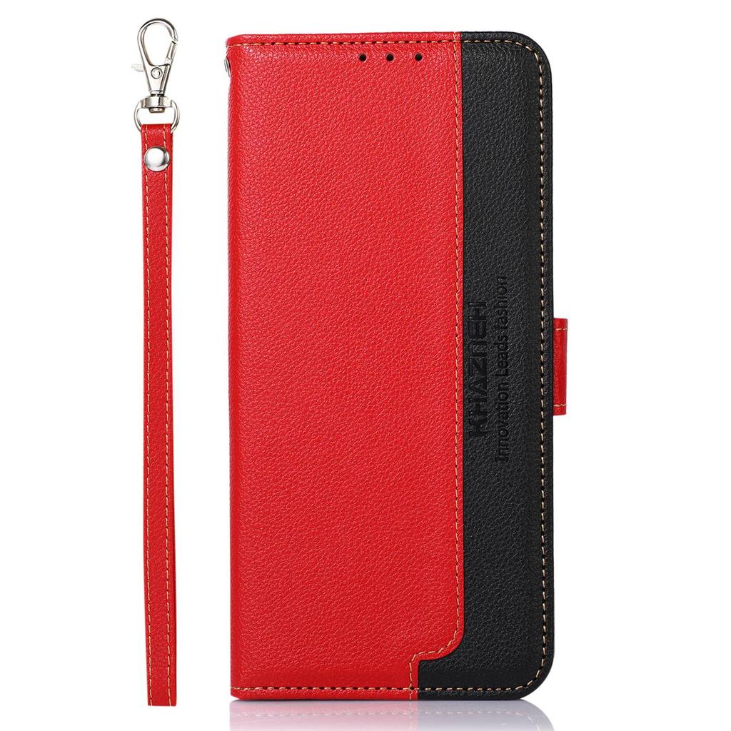 KHAZNEH For Xiaomi Poco M8 Pro 5G/Redmi Note 15 Pro+ 5G (Global) Case RFID Blocking Wallet Litchi Texture PU Leather Phone Cover with Strap